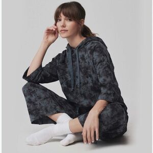 Pact gray tie dye cotton hoodie cropped pants lounge sweat set womens xs X-small
